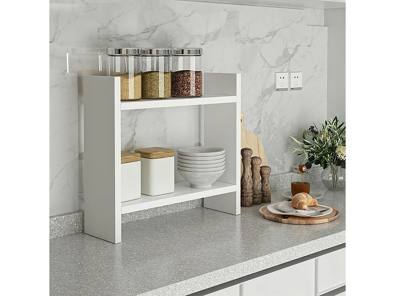 Etagère cuisine blanche à poser - 2 niveaux MARFA