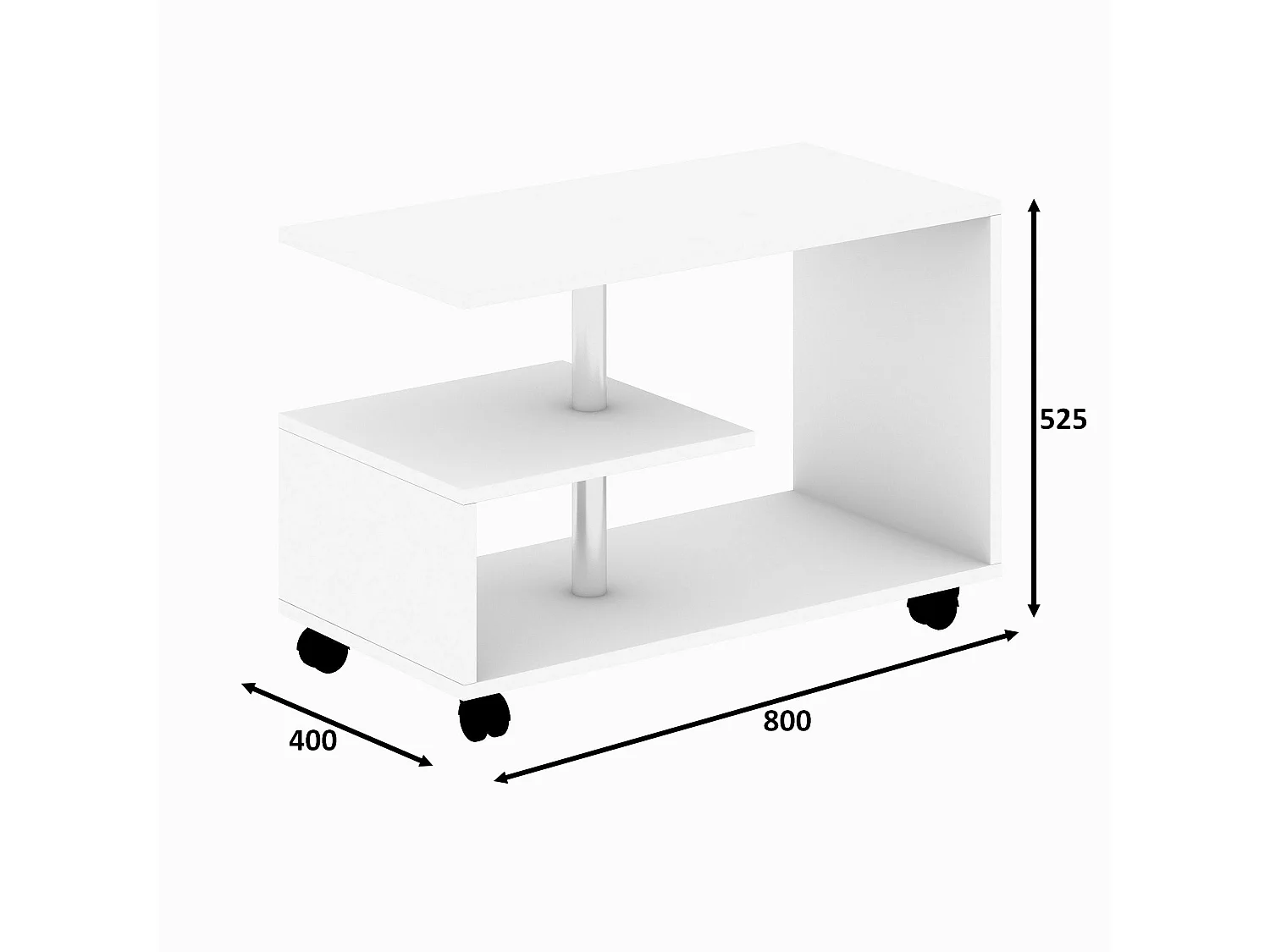 Table basse roulettes et rangement, finition effet chêne JENA