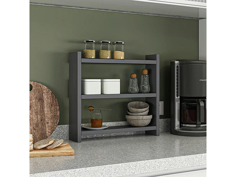 Etagère cuisine gris foncé à poser - 3 niveaux MARFA