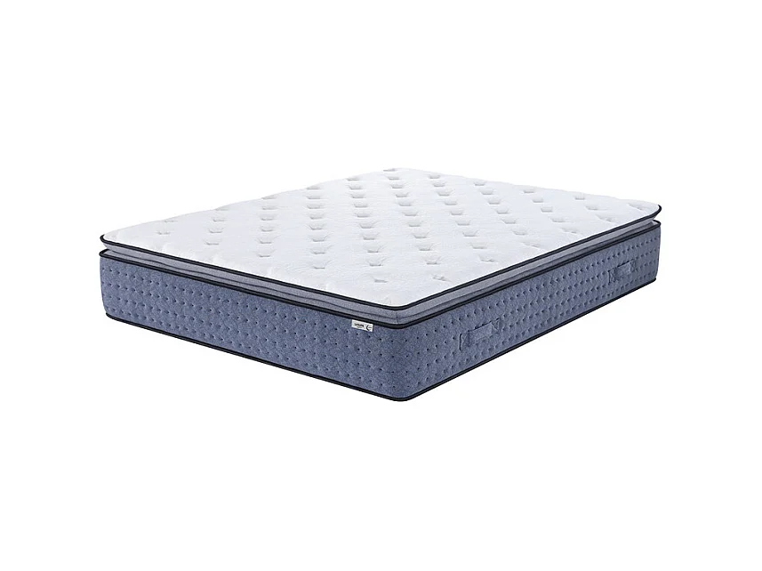 Matelas 160x200 cm ep 35 cm ressorts ensachés 3 zones + mousse mémoire, coutil bambou, bords renforcés - LASUITE