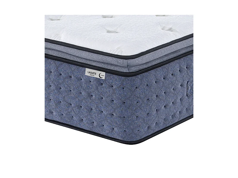 Matelas 160x200 cm ep 35 cm ressorts ensachés 3 zones + mousse mémoire, coutil bambou, bords renforcés - LASUITE