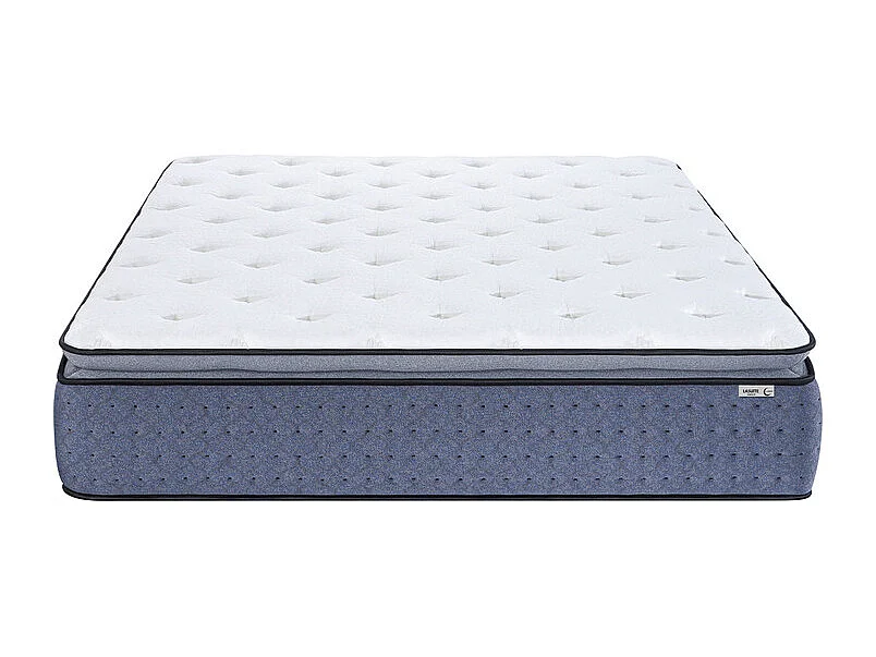 Matelas 160x200 cm ep 35 cm ressorts ensachés 3 zones + mousse mémoire, coutil bambou, bords renforcés - LASUITE