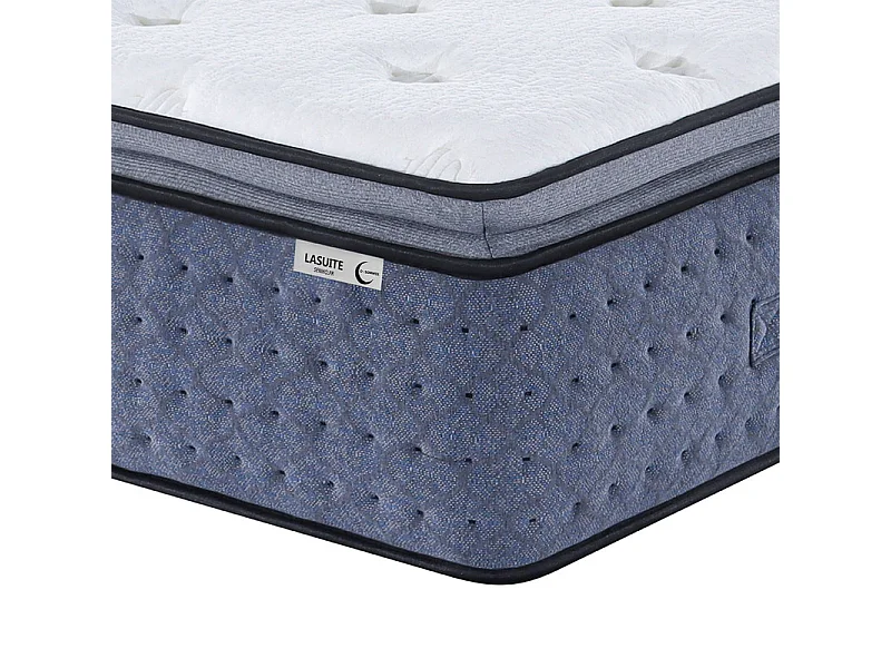 Matelas 160x200 cm ep 35 cm ressorts ensachés 3 zones + mousse mémoire, coutil bambou, bords renforcés - LASUITE