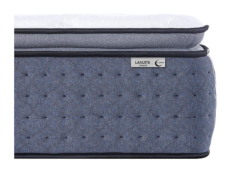 Matelas 160x200 cm ep 35 cm ressorts ensachés 3 zones + mousse mémoire, coutil bambou, bords renforcés - LASUITE