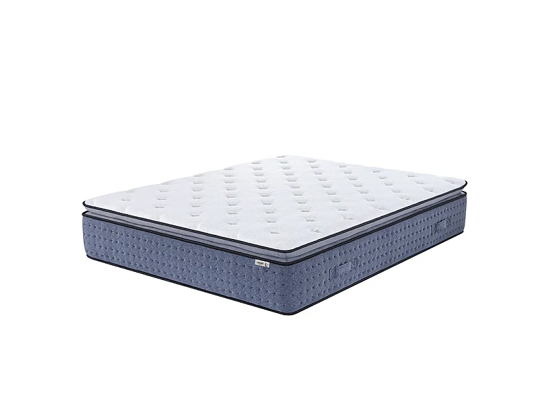 Matelas 160x200 cm ep 35 cm ressorts ensachés 3 zones + mousse mémoire, coutil bambou, bords renforcés - LASUITE