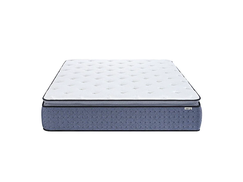Matelas 160x200 cm ep 35 cm ressorts ensachés 3 zones + mousse mémoire, coutil bambou, bords renforcés - LASUITE