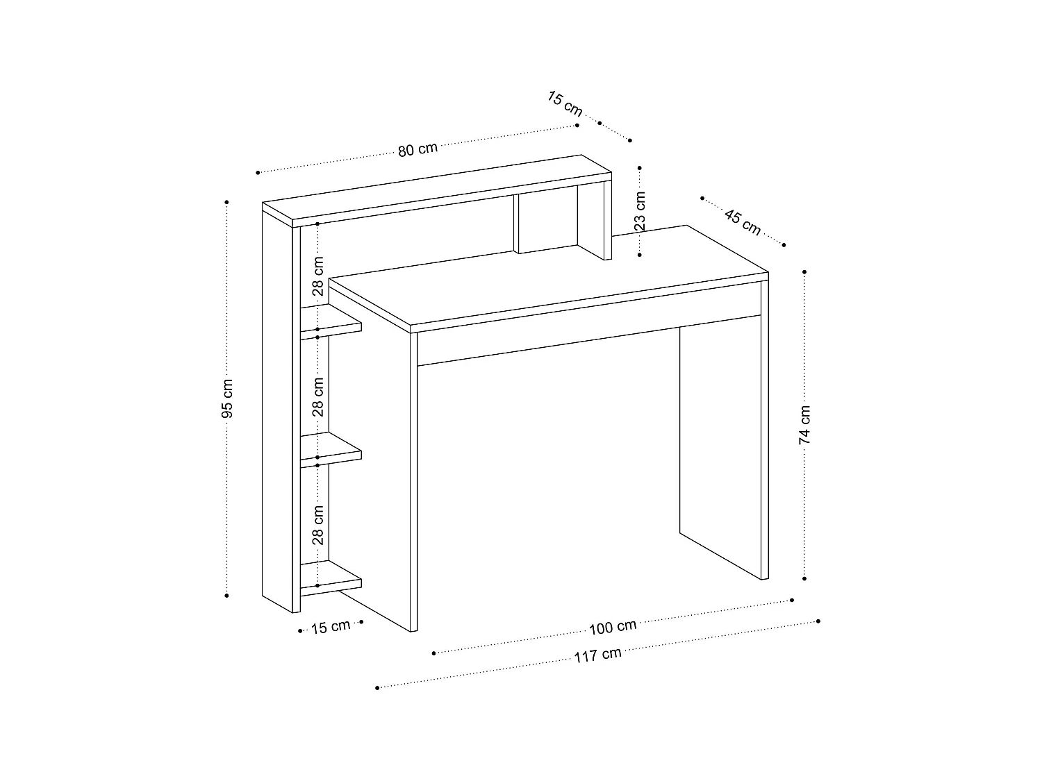 Bureau moderne avec rangement niches - effet chêne MARFA