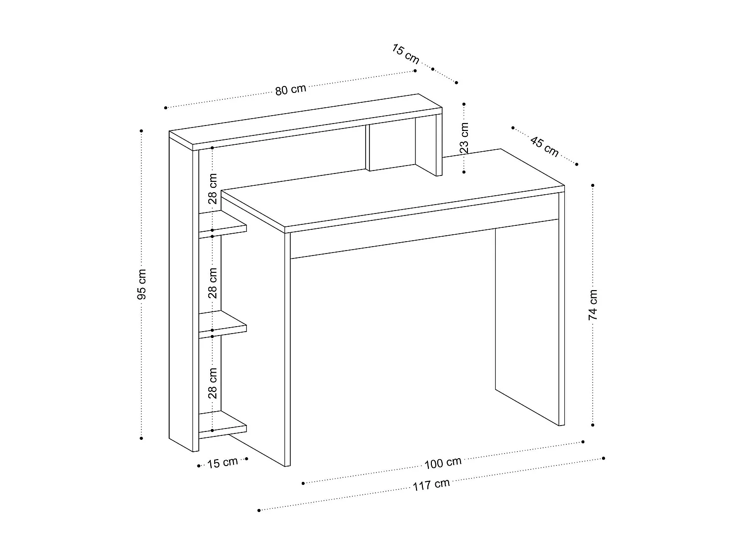 Bureau moderne avec rangement niches - effet chêne MARFA