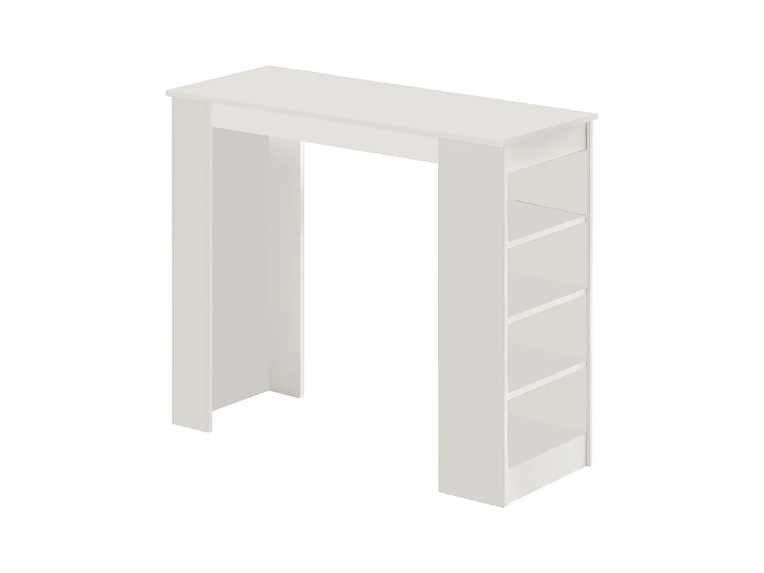 Table haute blanche cuisine avec étagères intégrées MARFA