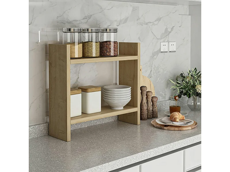 Etagère cuisine à poser effet chêne clair - 2 niveaux MARFA