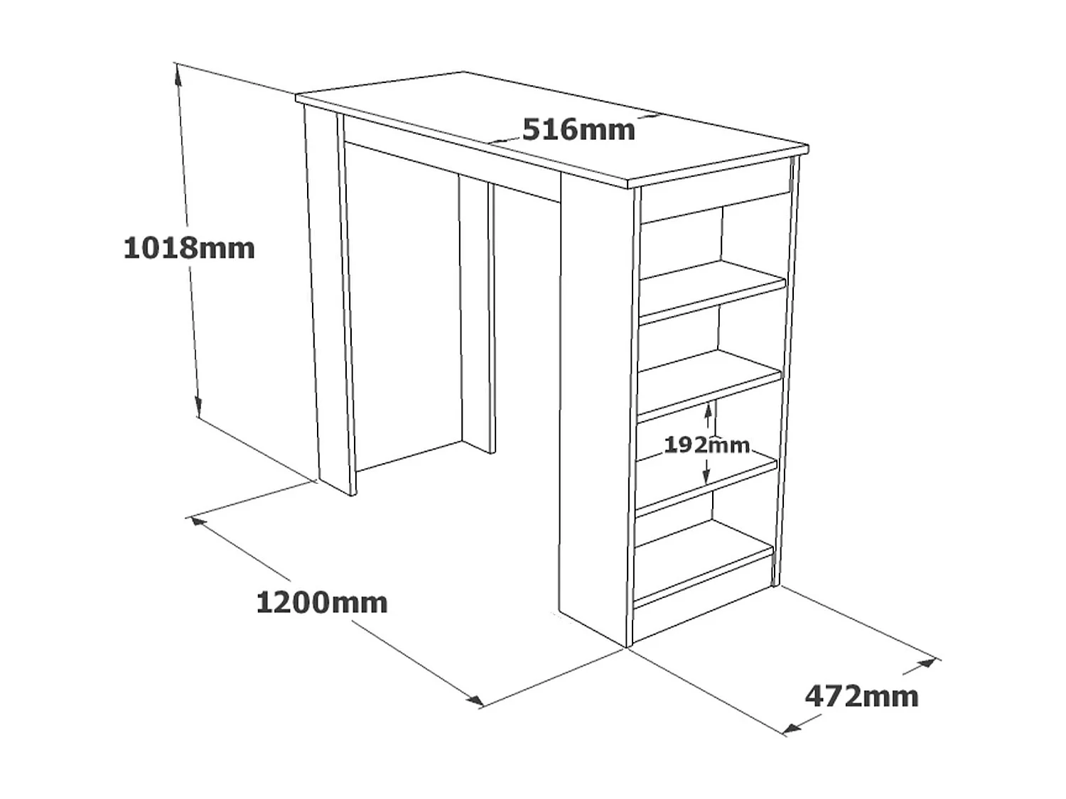 Table haute blanche cuisine avec plateau effet bois MARFA