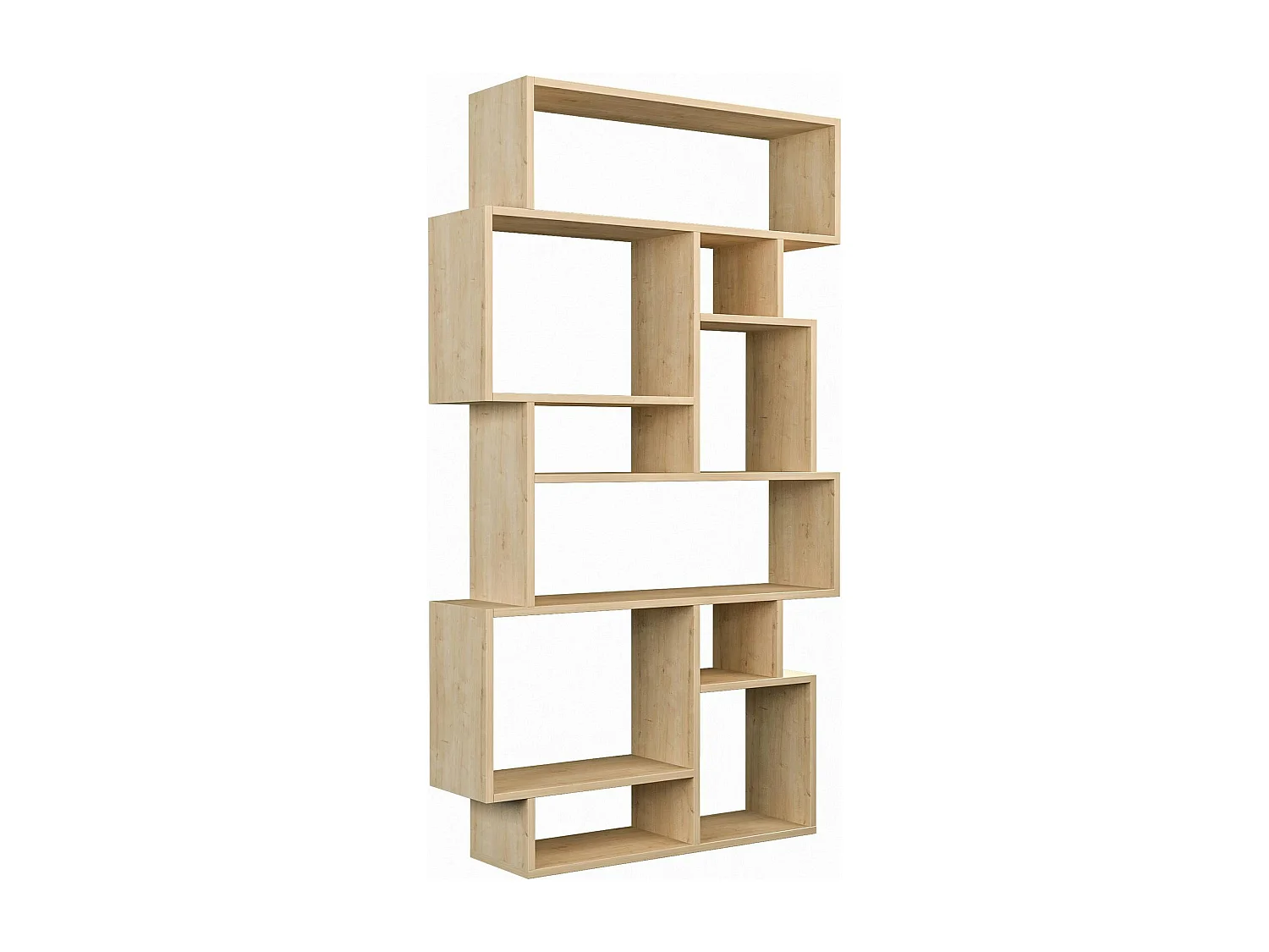 Bibliothèque effet chêne design à étagères décalées MARFA