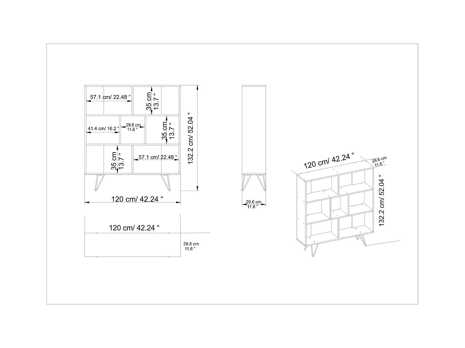 Bibliothèque murale moderne sur pieds - effet pin JENA