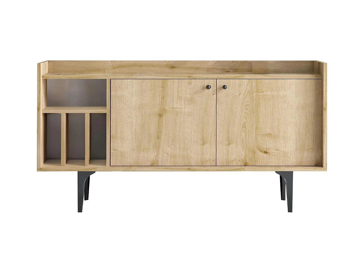 Buffet moderne 2 portes avec niches rangement - effet chêne JENA