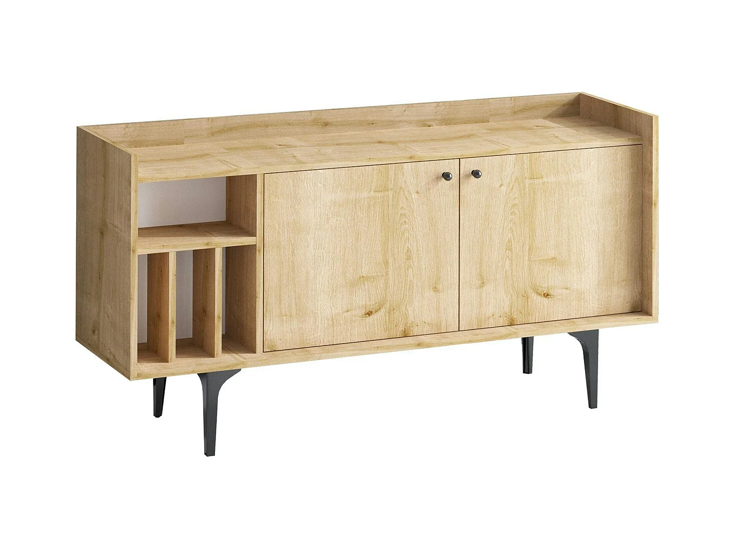 Buffet moderne 2 portes avec niches rangement - effet chêne JENA