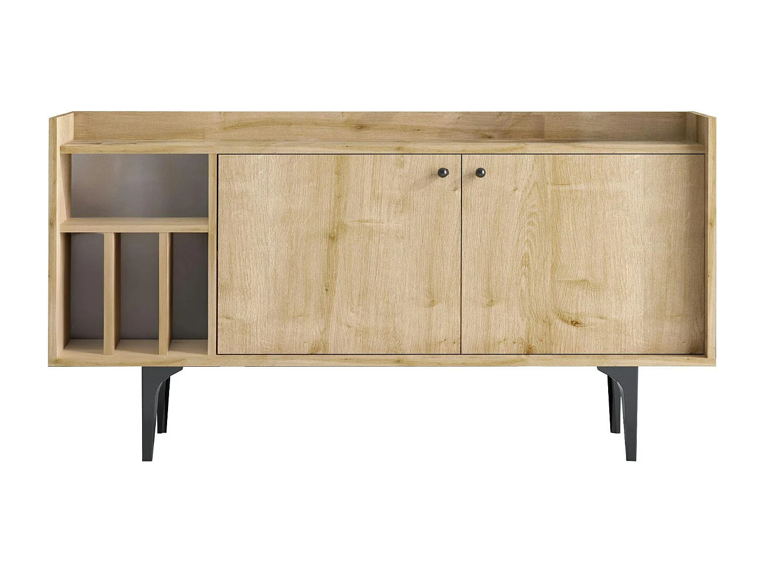 Buffet moderne 2 portes avec niches rangement - effet chêne JENA