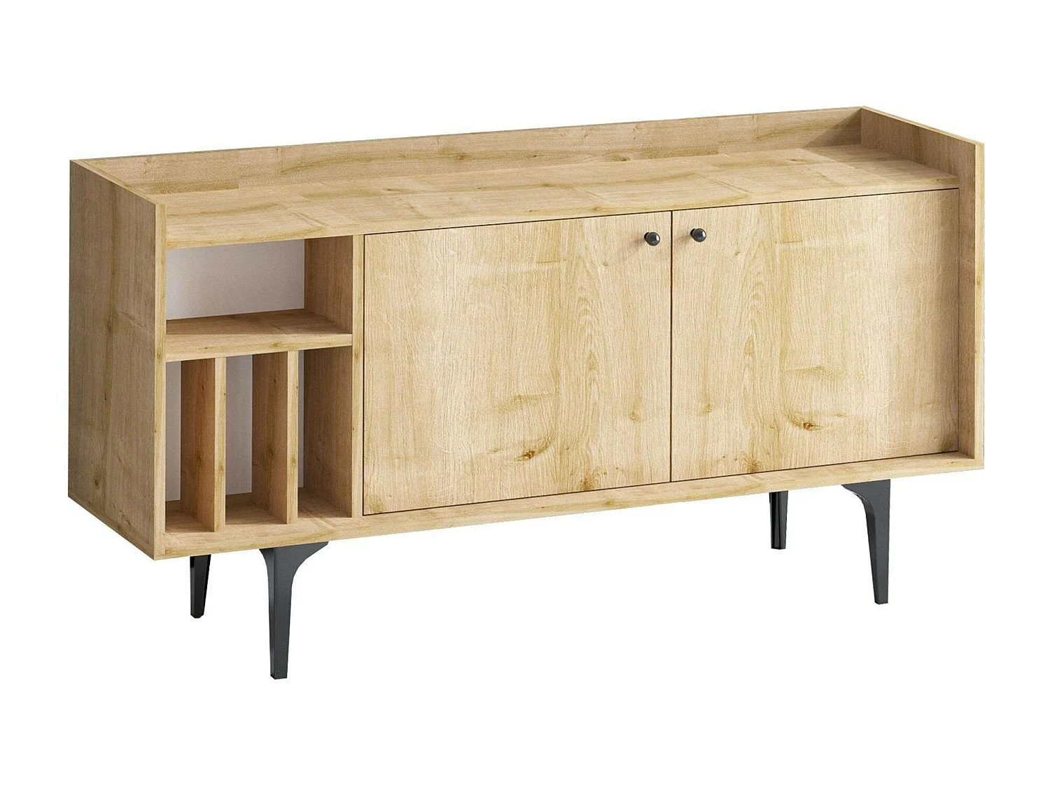 Buffet moderne 2 portes avec niches rangement - effet chêne JENA