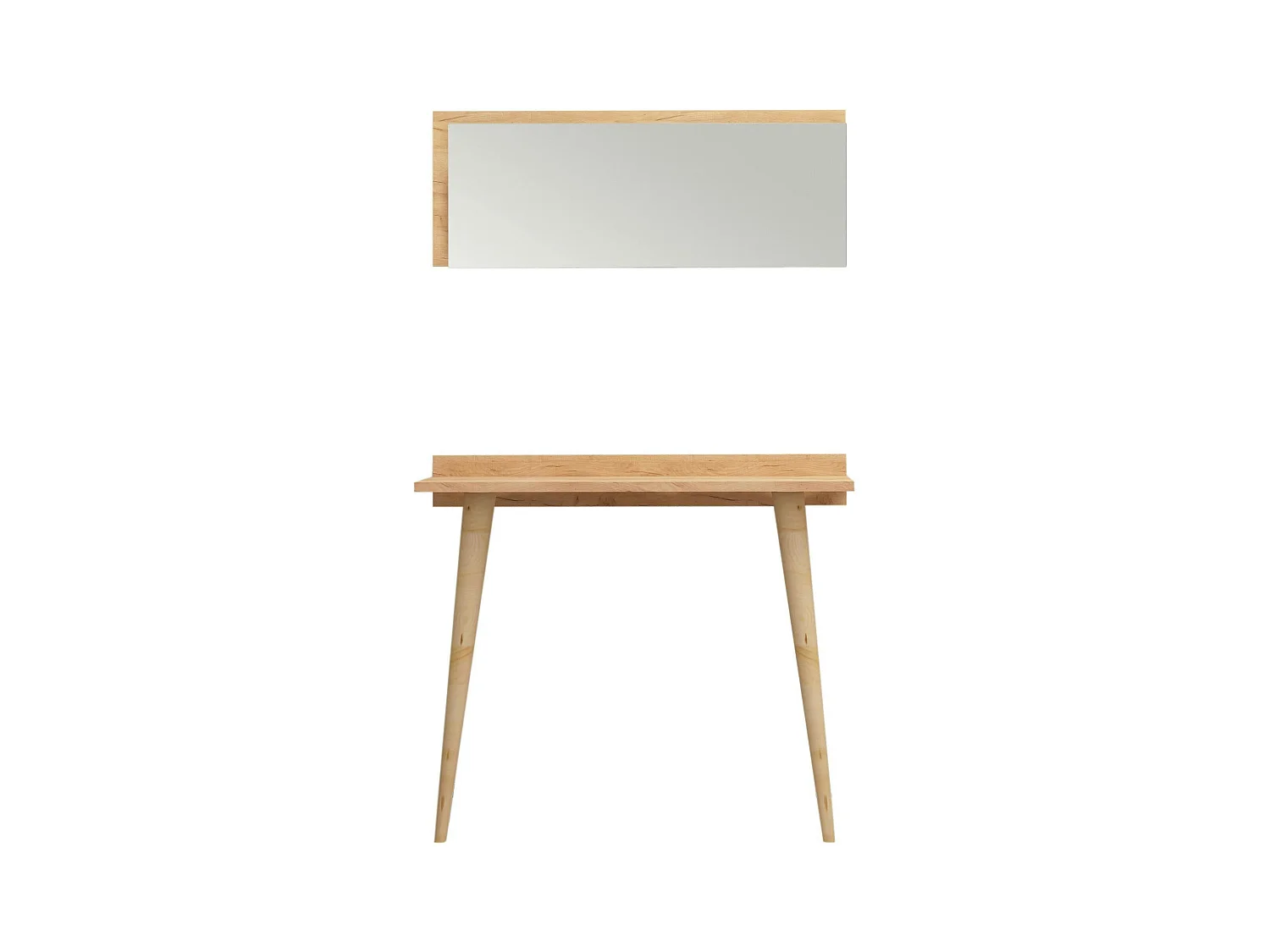 Console bureau effet chêne avec miroir rectangulaire MARFA