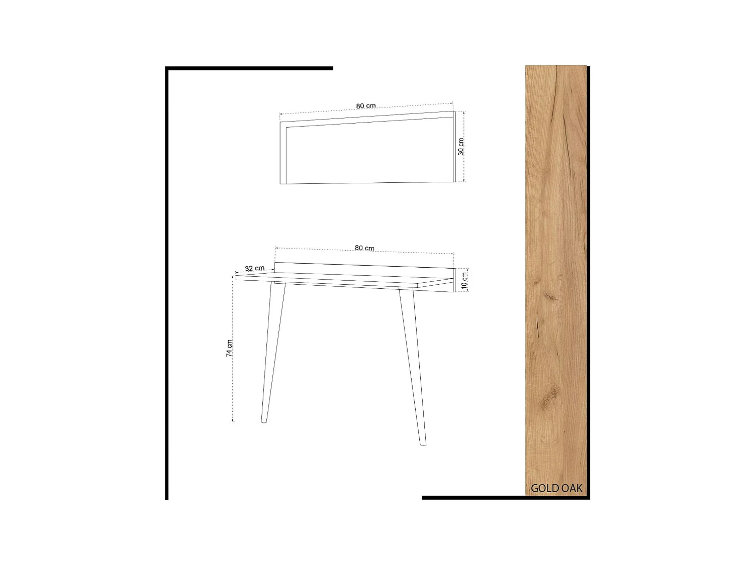 Console bureau effet chêne avec miroir rectangulaire MARFA