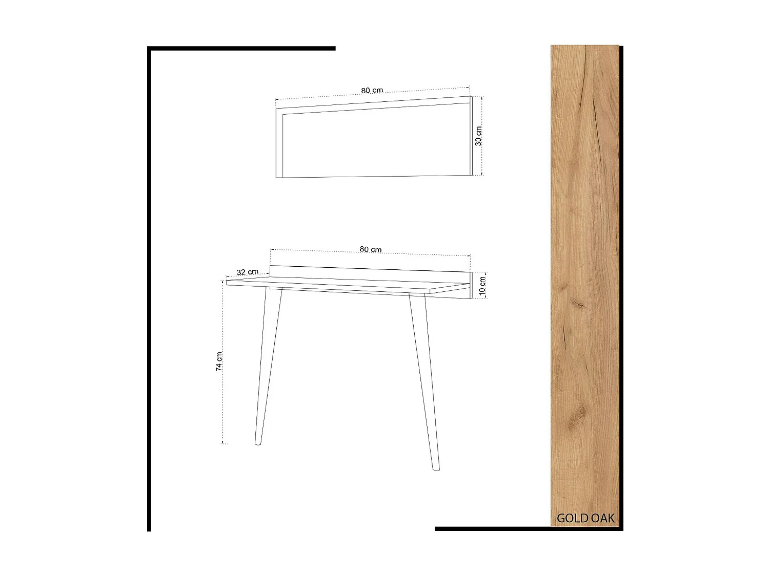 Console bureau effet chêne avec miroir rectangulaire MARFA