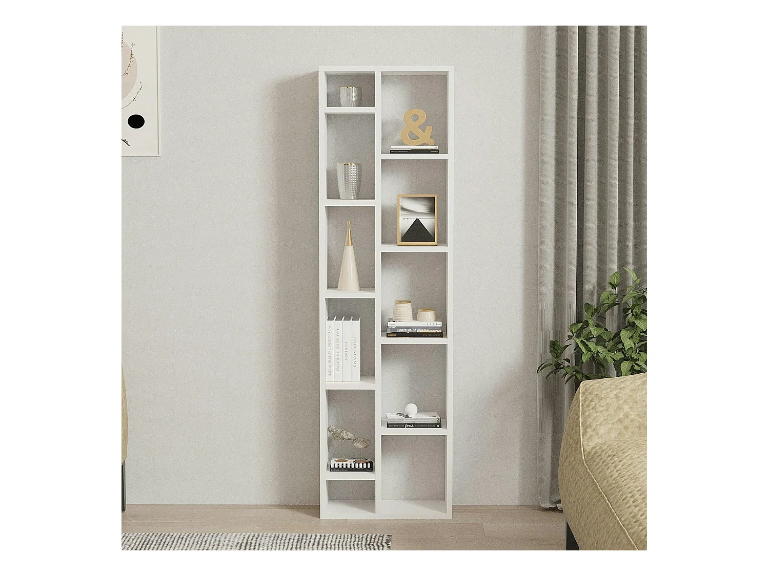 Bibliothèque colonne blanche - 11 niches ouvertes MARFA