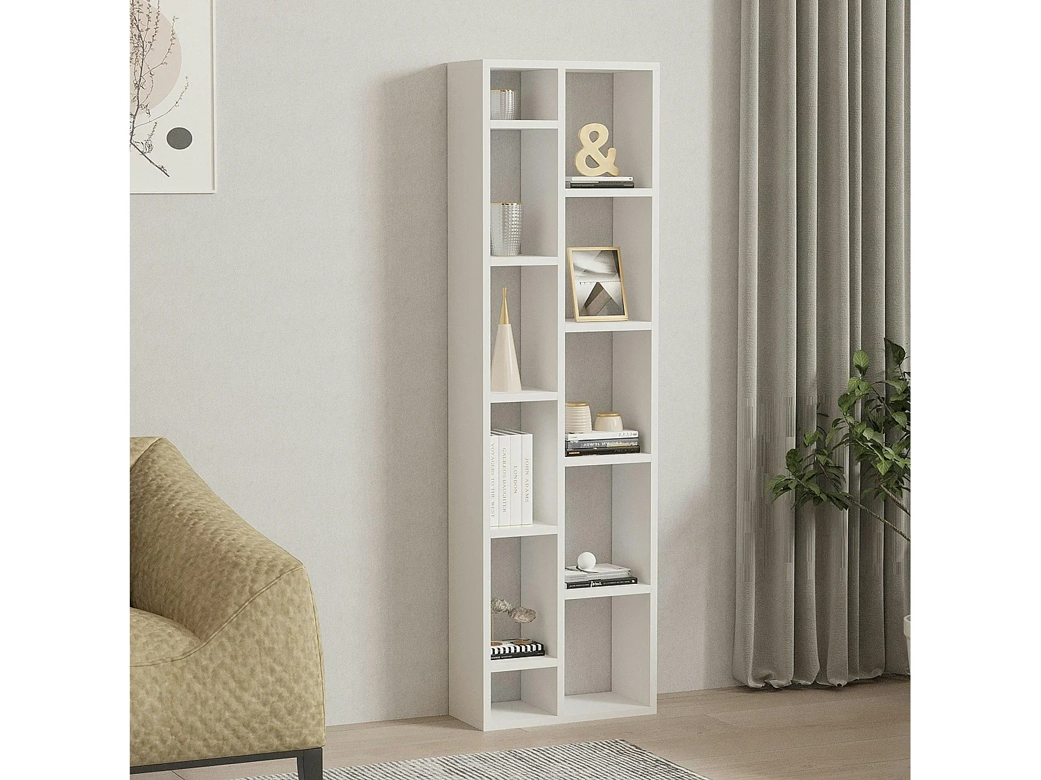 Bibliothèque colonne blanche - 11 niches ouvertes MARFA