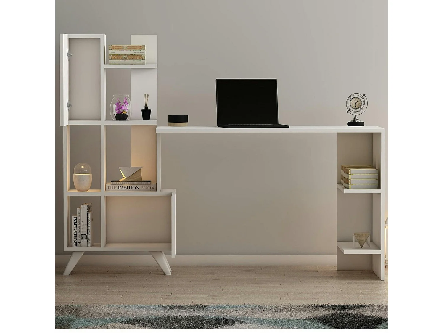 Bureau ado blanc avec rangement - style moderne MARFA