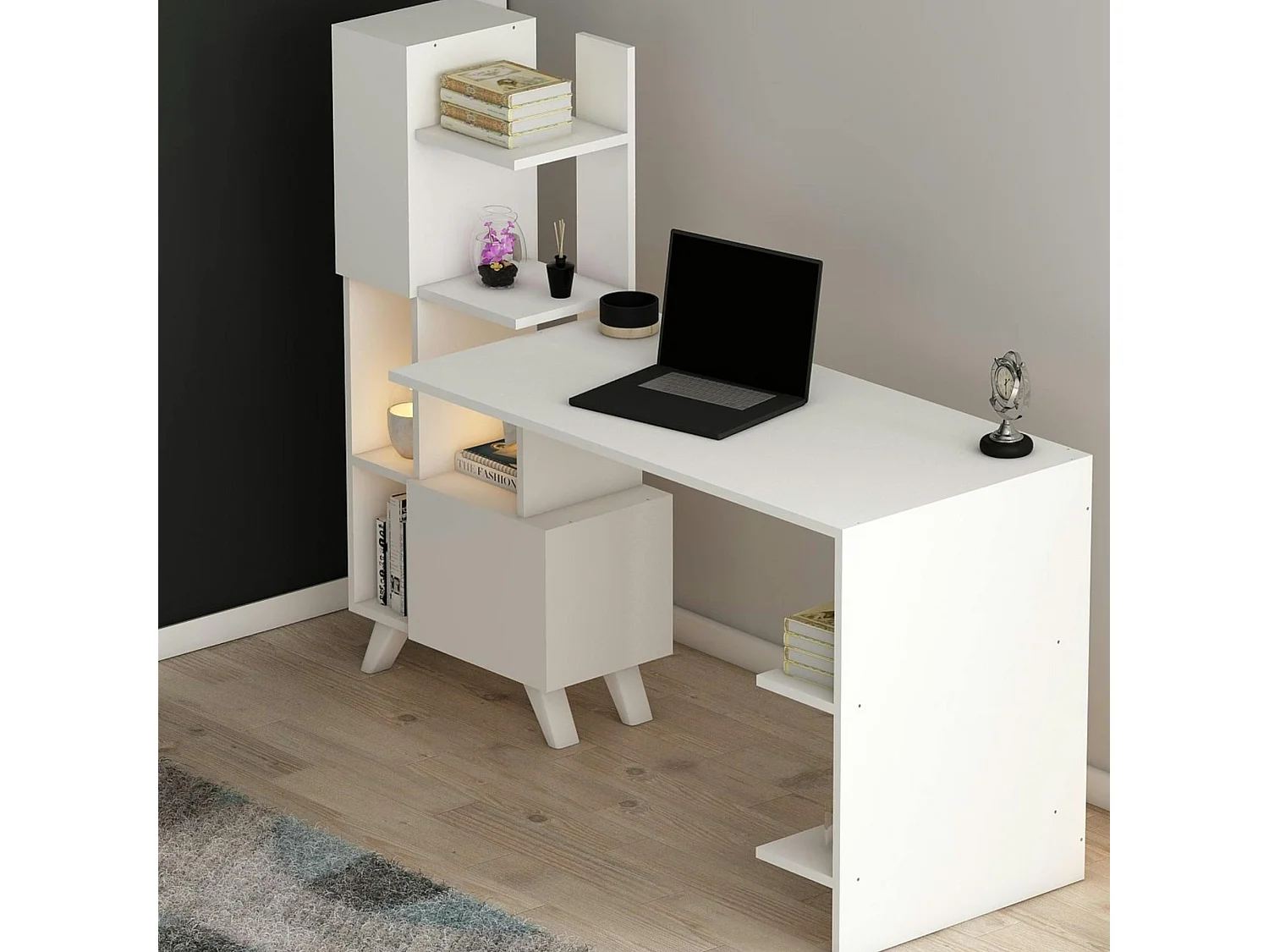 Bureau ado blanc avec rangement - style moderne MARFA