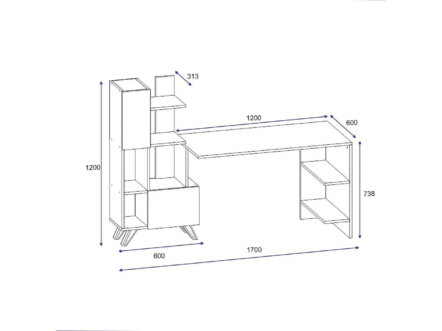 Bureau ado blanc avec rangement - style moderne MARFA