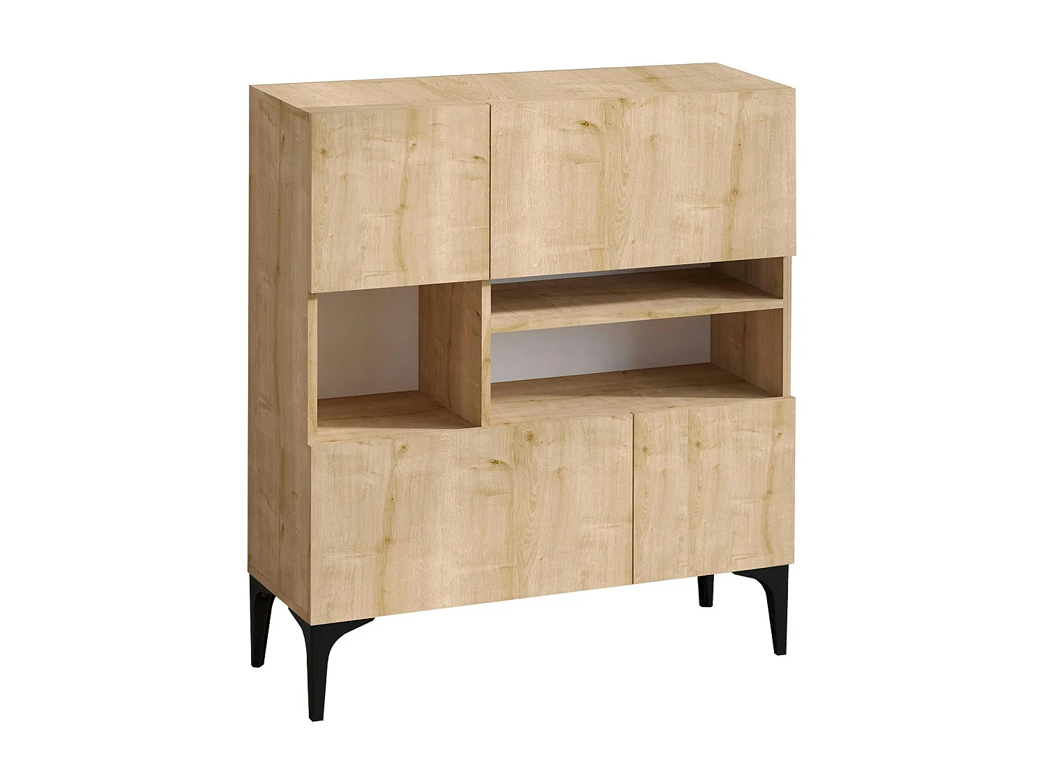 Buffet haut moderne effet chêne - 3 niches centrales JENA