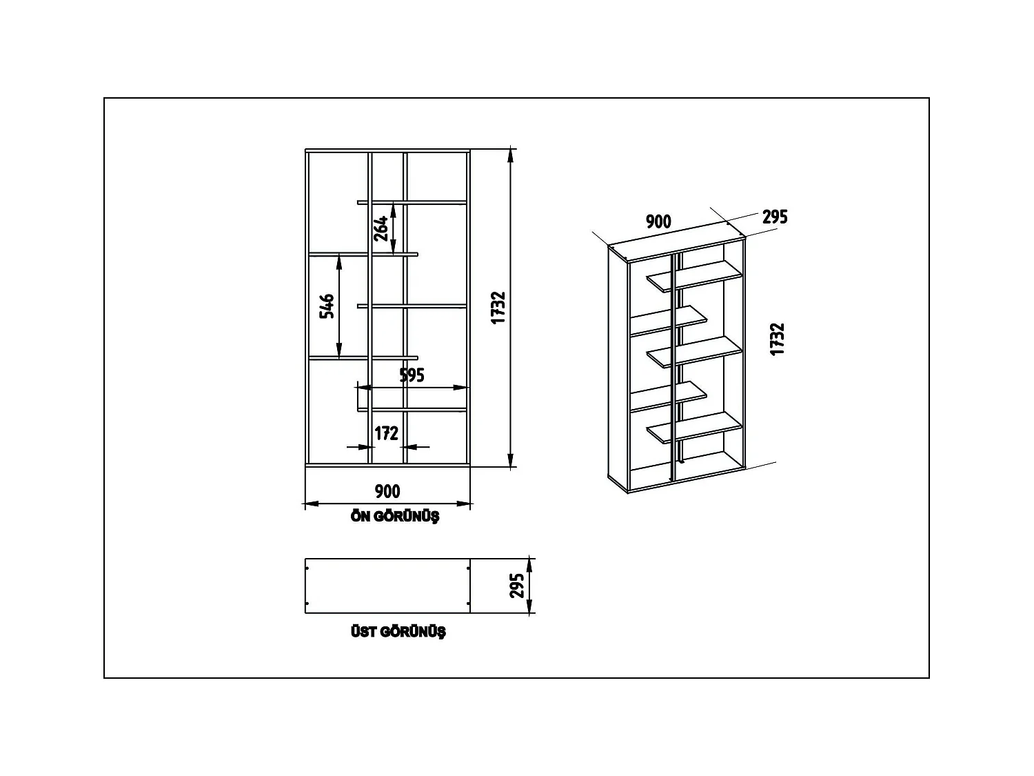 Bibliothèque moderne effet noyer et baguettes noires JENA