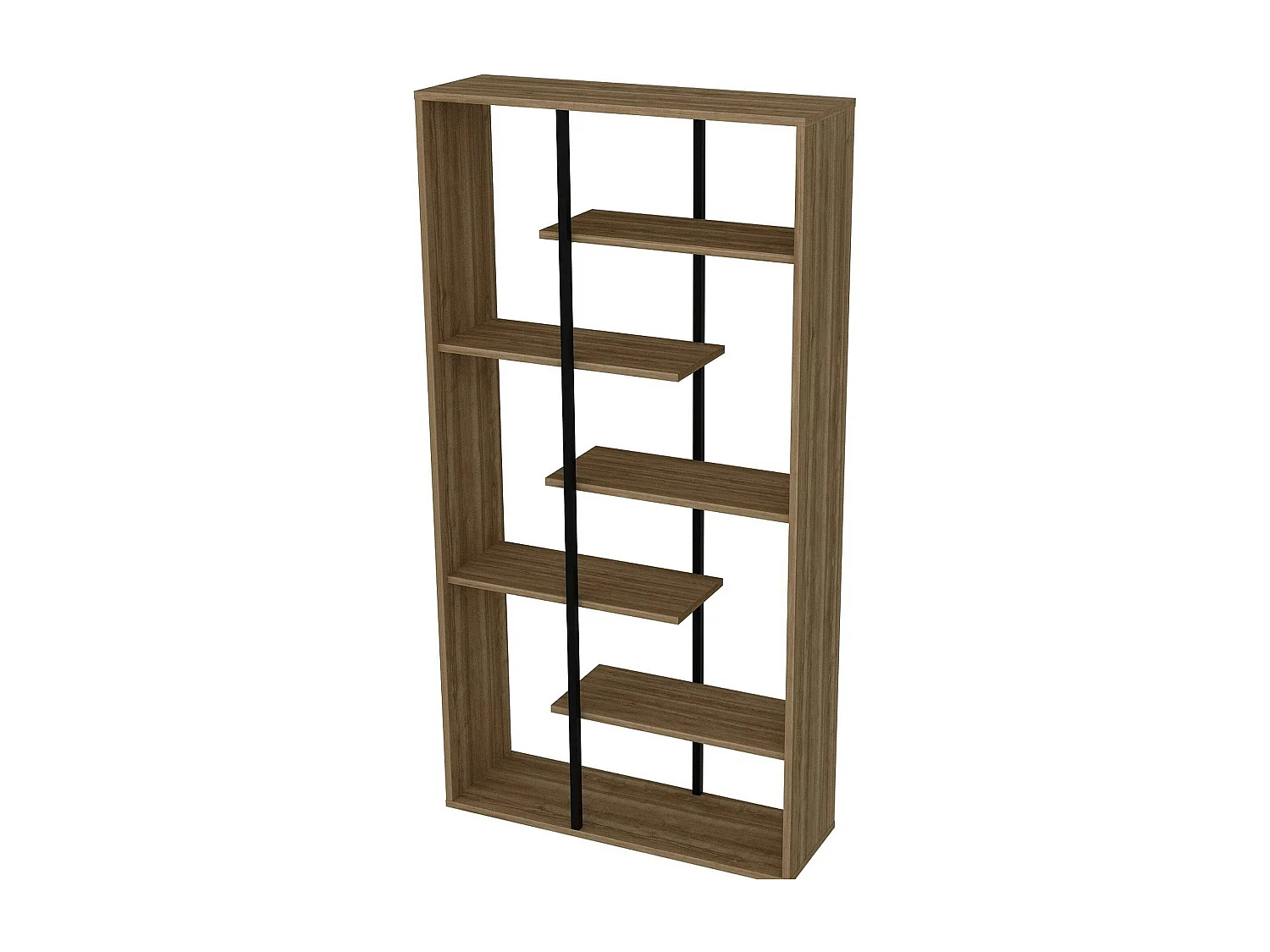 Bibliothèque moderne effet noyer et baguettes noires JENA