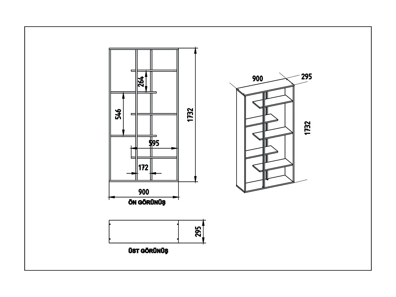 Bibliothèque moderne effet noyer et baguettes noires JENA