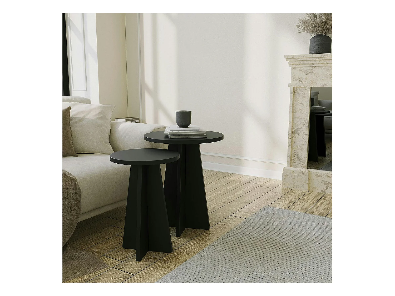 Bout de canapé noir pieds trapèze - 2 pièces MARFA