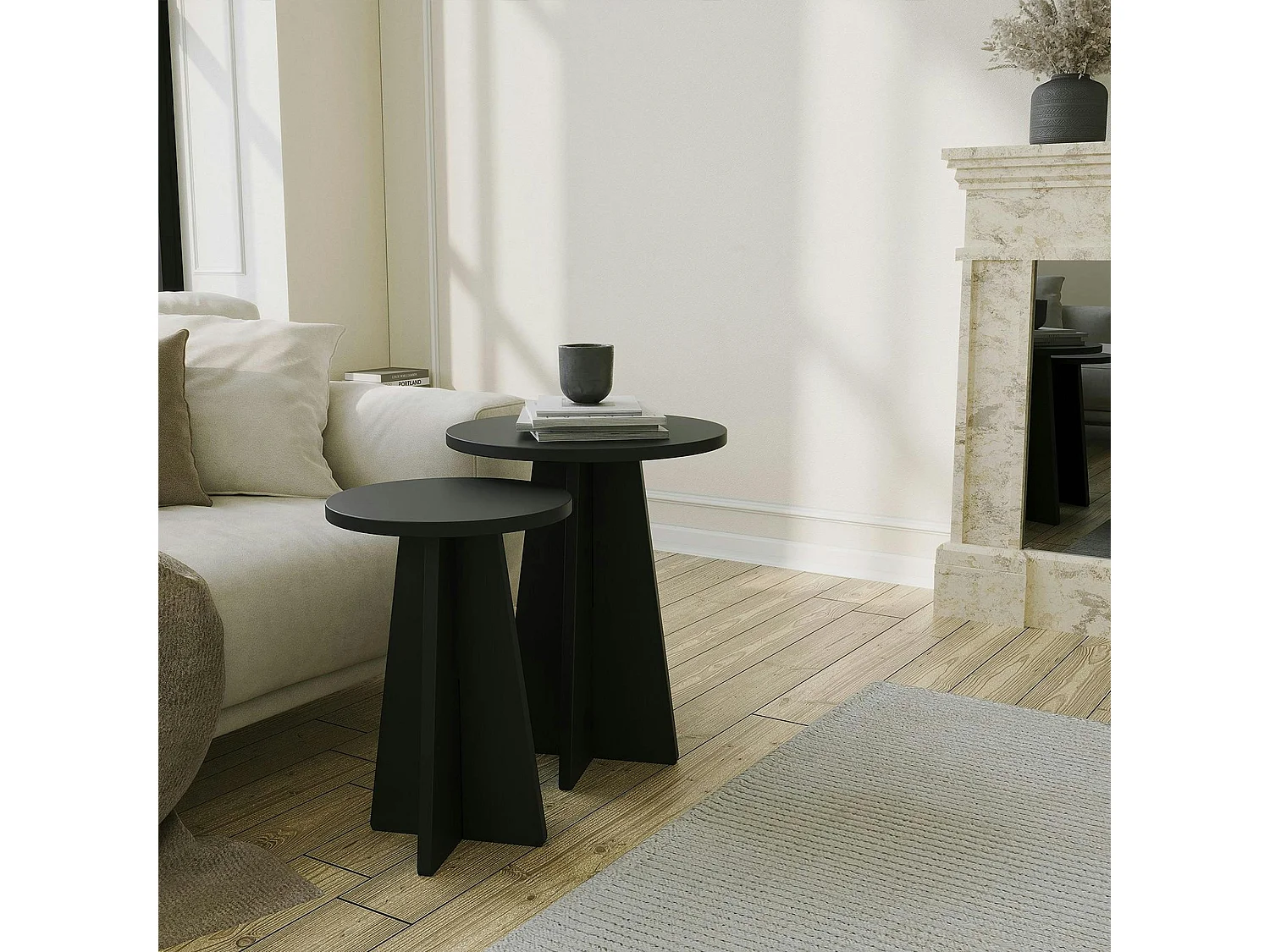 Bout de canapé noir pieds trapèze - 2 pièces MARFA