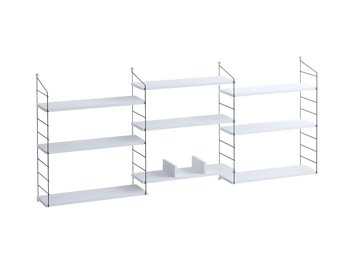 Etagère murale blanche structure métal noir JENA