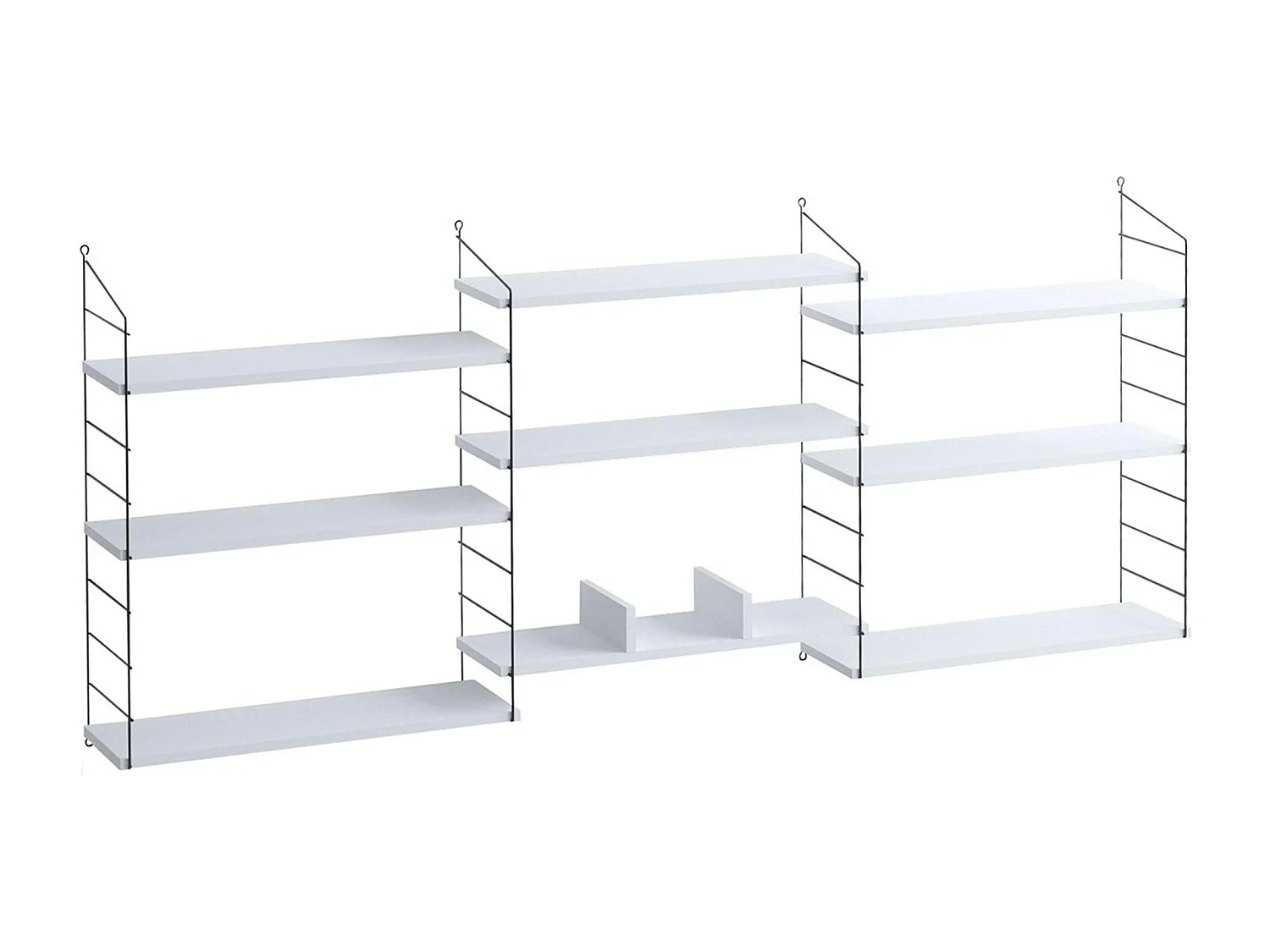Etagère murale blanche structure métal noir JENA