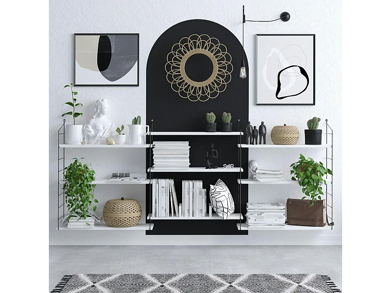 Etagère murale blanche structure métal noir JENA