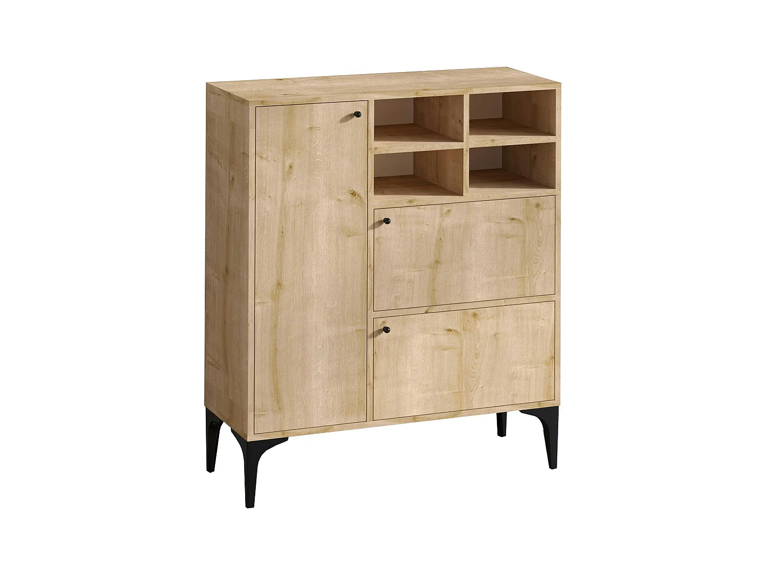 Buffet haut moderne effet chêne - 4 niches JENA