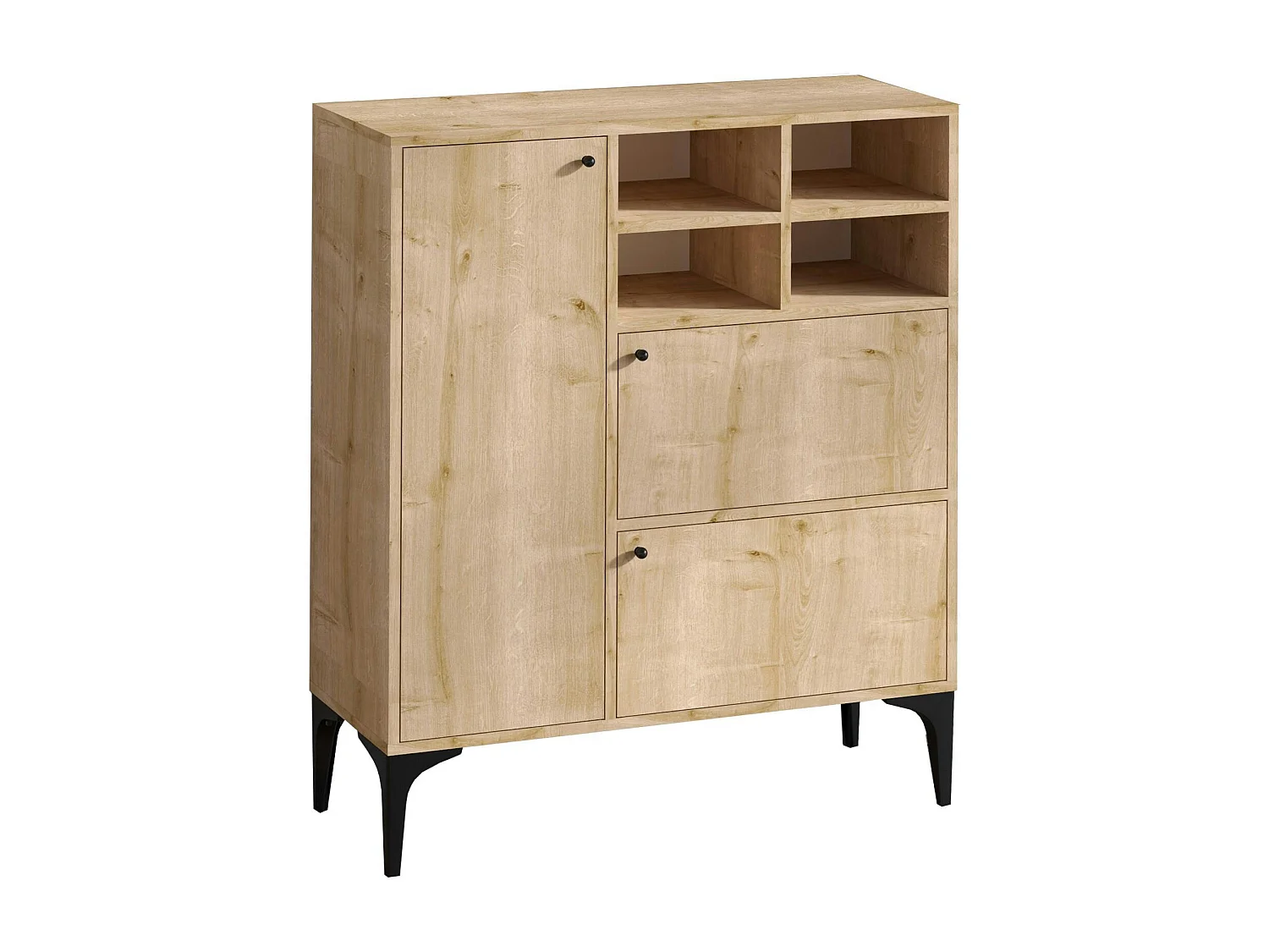 Buffet haut moderne effet chêne - 4 niches JENA