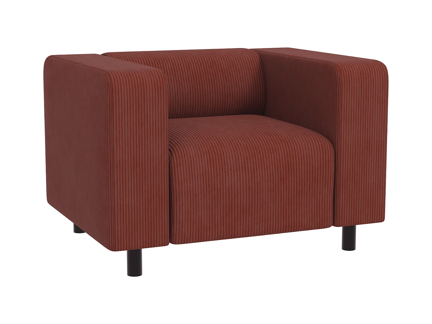 Ensemble de sièges moderne 3+1 en velours côtelé terracotta avec assise confortable THORA