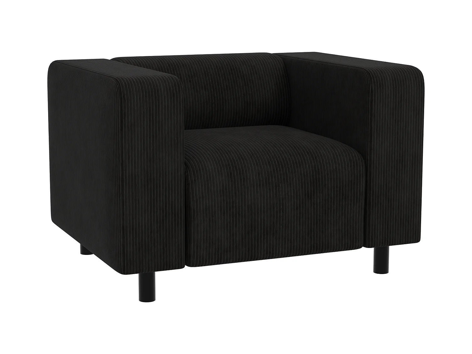 Ensemble de sièges moderne 3+1 en velours côtelé noir avec assise confortable THORA