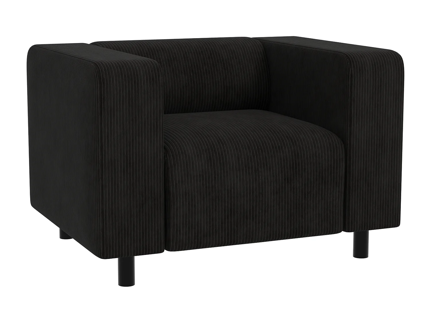 Ensemble de sièges moderne 2+1 en velours côtelé noir avec assise confortable THORA