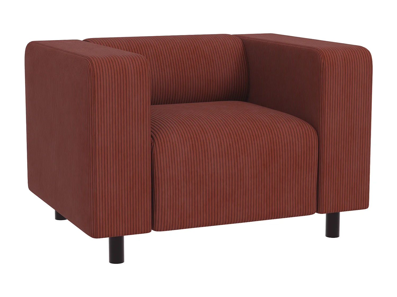 Ensemble de sièges moderne 2+1 en velours côtelé terracotta avec assise confortable THORA