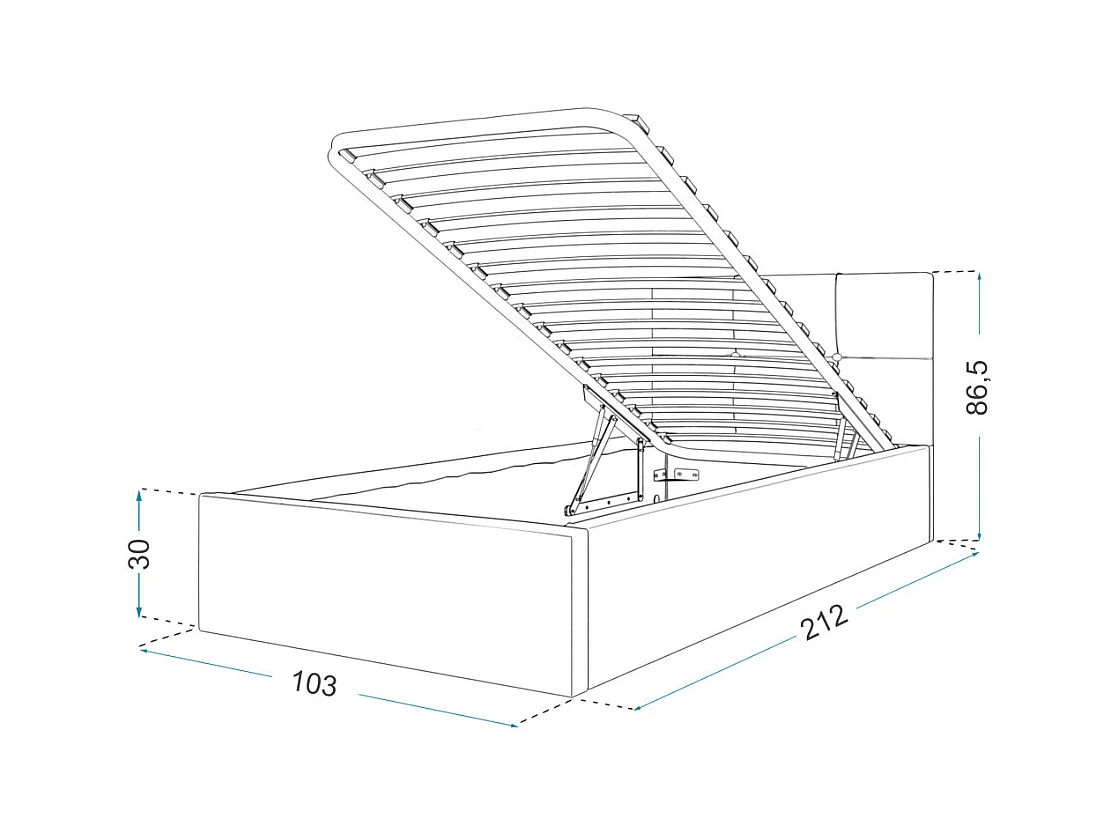 Lit coffre RINO 90 x 200 cm - Sommier inclus Gris foncé