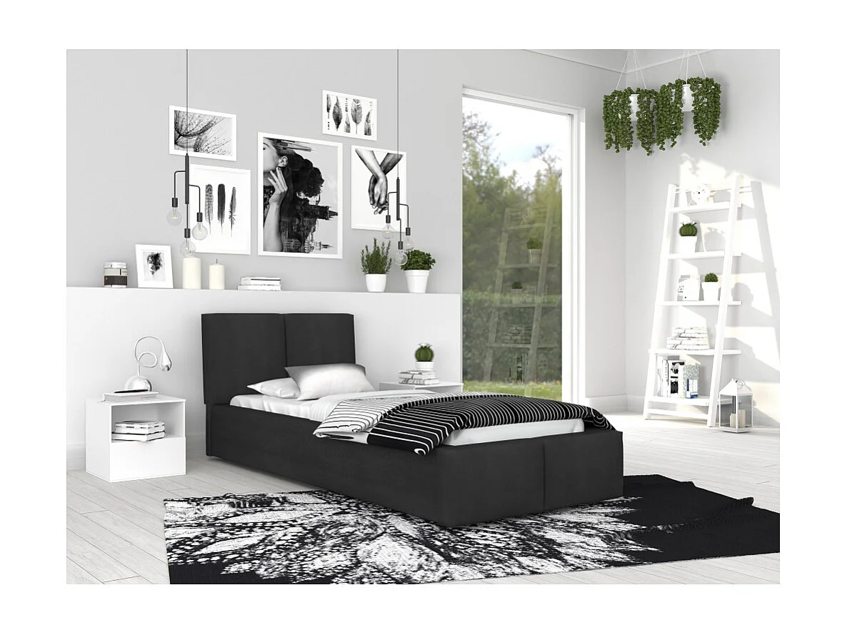 Lit coffre Tesia 90x200  - Sommier inclus Noir