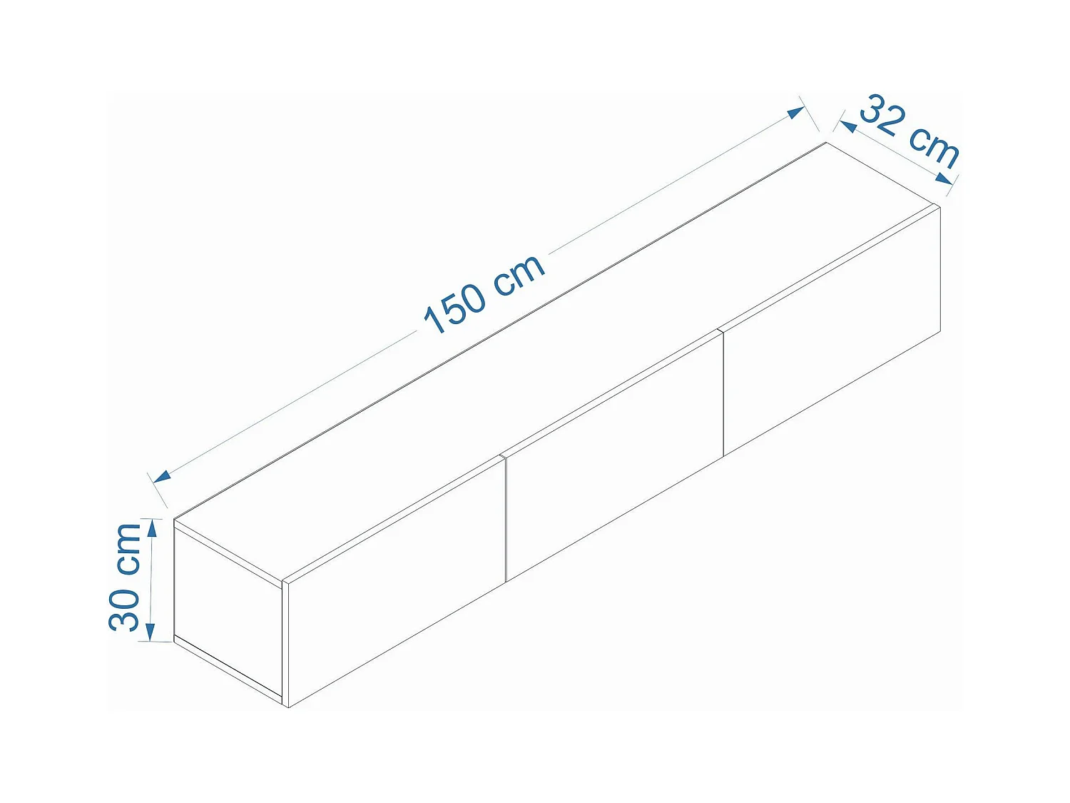 Meuble TV mural effet noyer - 3 niches MARFA