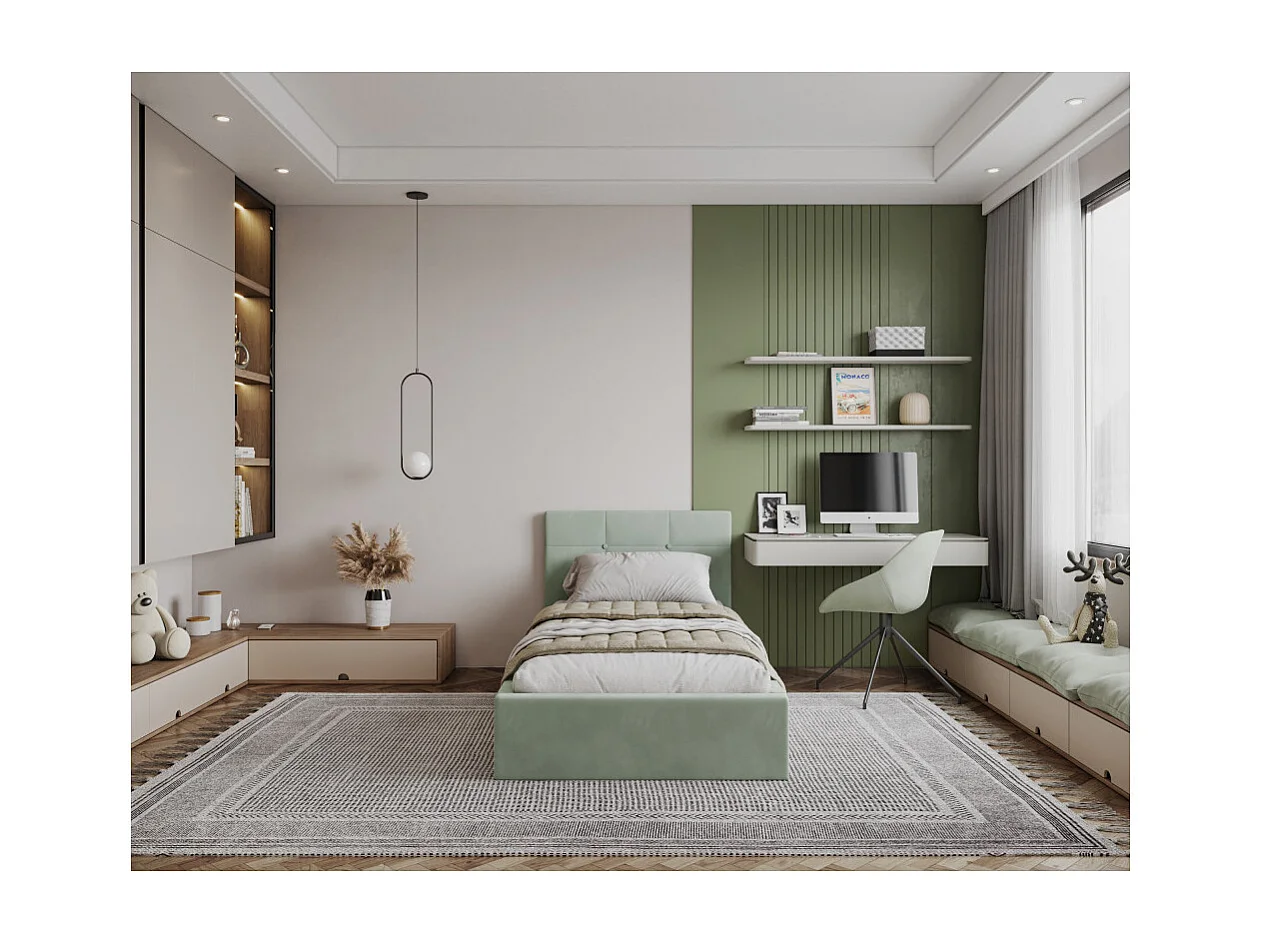 Lit coffre RINO 90 x 200 cm - Sommier inclus Mint