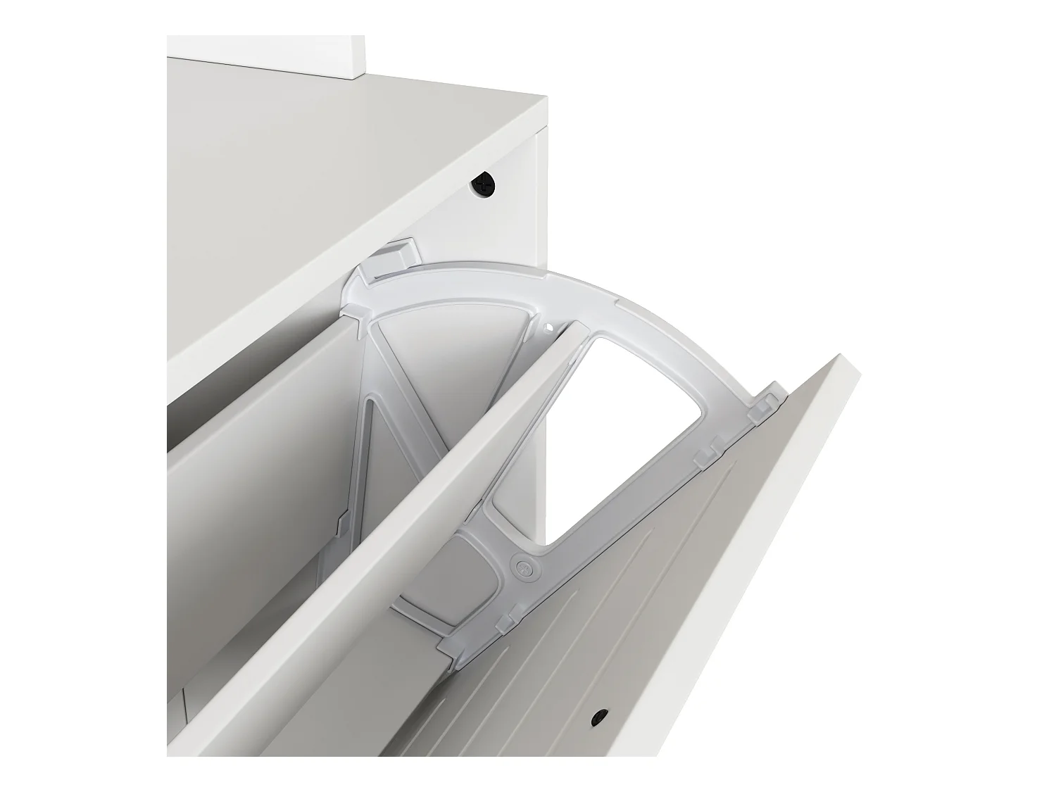 Meuble à chaussures 70x25x165cm - avec 8 crochets - avec 3 portes - panneaux de particules - blanc