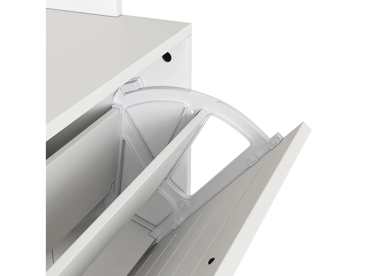 Schuhschrank 70×25×165 cm - mit 8 Haken - mit 3 Türen - Spanplatte - weiß